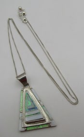 OPAL & MOP INLAY NECKLACE STERLING SILVER