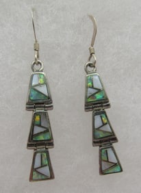 OPAL & MOP INLAY EARRINGS STERLING SILVER