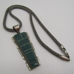 FRANCISCO MALACHITE PENDANT NECKLACE STERLING SILV