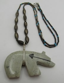 24" EVERETT PINO FETISH NECKLACE STERLING SILVER