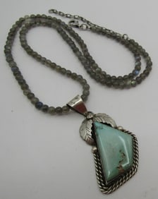 BETTA LEE TURQUOISE LABRADORITE NECKLACE STERLING