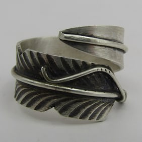 CHRIS CHARLEY FEATHER RING STERLING SILVER SIZE 8