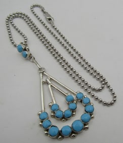 TURQUOISE PENDANT NECKLACE STERLING SILVER