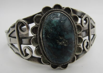DARK TURQUOISE CUFF BRACELET STERLING SILVER
