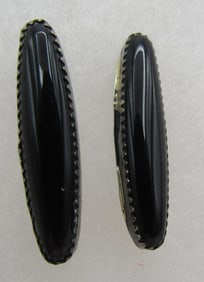 ONYX NAVAJO EARRINGS STERLING SILVER