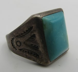 FRED HARVEY ERA TURQUOISE RING STERLING SILVER