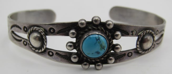 FRED HARVEY ERA TURQUOISE CUFF BRACELET STERLING