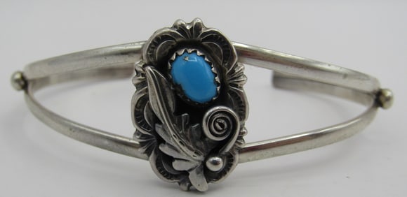 SLEEPING BEAUTY TURQUOISE CUFF BRACELET STERLING