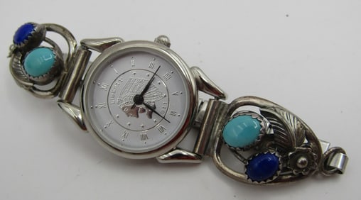 ART ACOYA LAPIS TURQUOISE WATCH STERLING SILVER