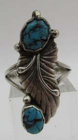 TURQUOISE RING STERLING SILVER SIZE 6 1/2