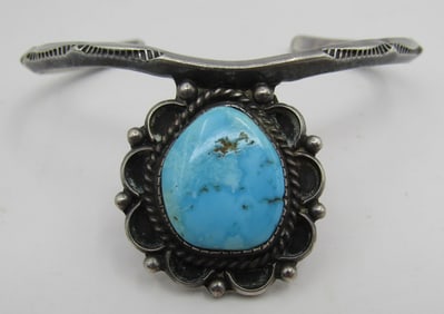 TURQUOISE CUFF BRACELET STERLING SILVER