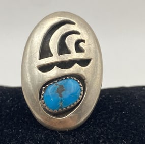 HOPI STERLING TURQUOISE SHADOWBOX RING