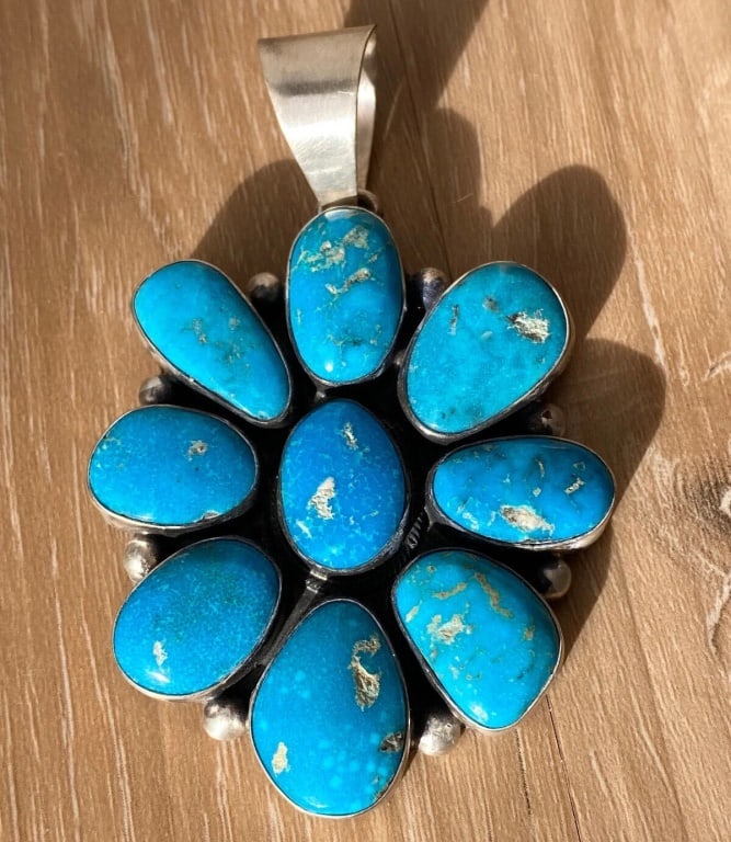 37g DARRIN LIVINGSTON STERLING TURQUOISE PENDANT (1 of 5)