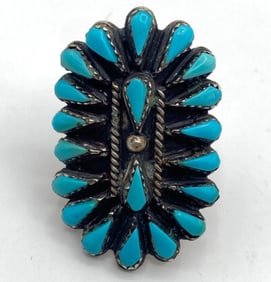 FRANCES JONES "FJ" STERLING TURQUOISE CLUSTER RING