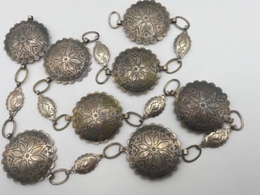 150 GRAM FRED HARVEY ERA STERLING CONCHO BELT