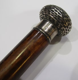 1887 STERLING SILVER KNOB CANE WALKING STICK