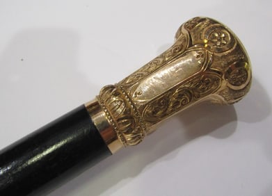 ANTIQUE GOLD KNOB PRESENATION CANE WALKING STICK