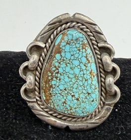 SPIDERWEB TURQUOISE VINTAGE STERLING NAVAJO RING