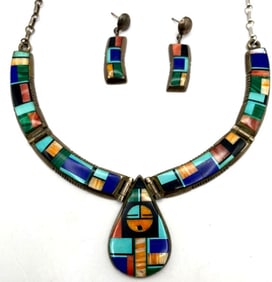 FRANK YELLOWHORSE STERLING TURQUOISE NECKLACE