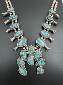 MORENCI TURQUOISE STERLING SQUASH BLOSSOM