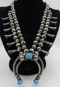 TURQUOISE NAJA SQUASH BLOSSOM STERLING SILVER