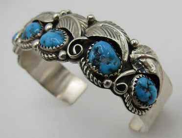 "ETSITTY" TURQUOISE CUFF BRACELET STERLING SILVER