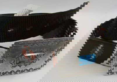 "K" TURQUOISE STERLING BUCKLE HARLEY-DAVIDSON BELT