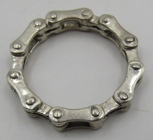 MOTORCYCLE CHAIN LINK RING STERLING SILVER SIZE13