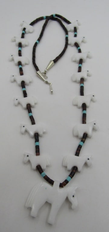 28" HORSE FETISH NECKLACE CARVED STONE HEISHI BEAD (1 of 4)