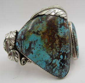 186GRAM BEAR CLAW TURQUOISE CUFF BRACELET STERLING