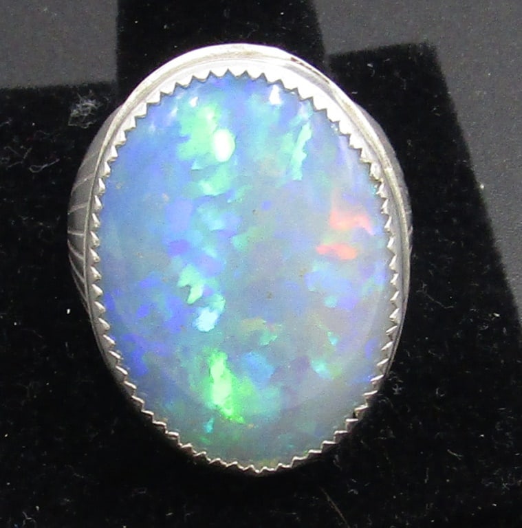 LARGE NATURAL OPAL RING 17 CARATS STERLING SILVER (1 of 3)