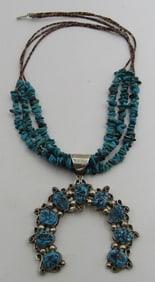 D NEZ HEISHI TURQUOISE NAJA NECKLACE STERLING