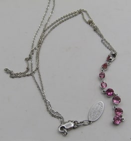 18K DIAMOND PINK SAPPHIRE NECKLACE KATHY IRELAND