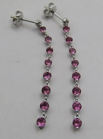 18K DIAMOND & PINK SAPPHIRE EARRINGS KATHY IRELAND