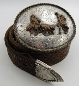 124GRAM COWBOY BUCKLE STERLING SILVER SNAKE BELT