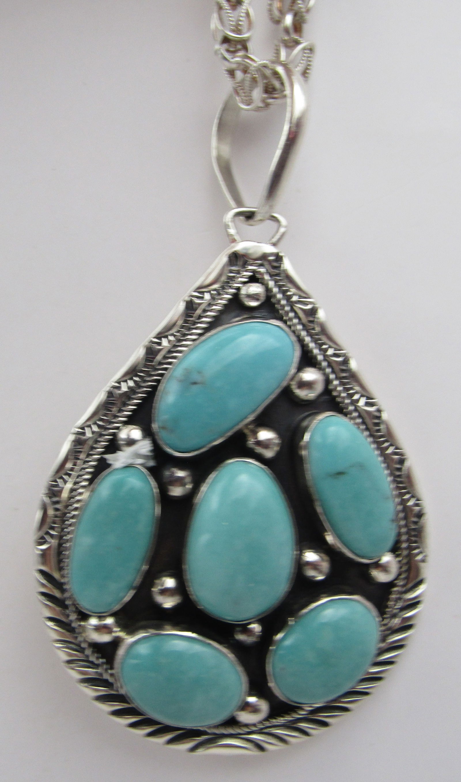 JOHNSON CAMPITOS TURQUOISE NECKLACE STERLING 68GRM (1 of 5)