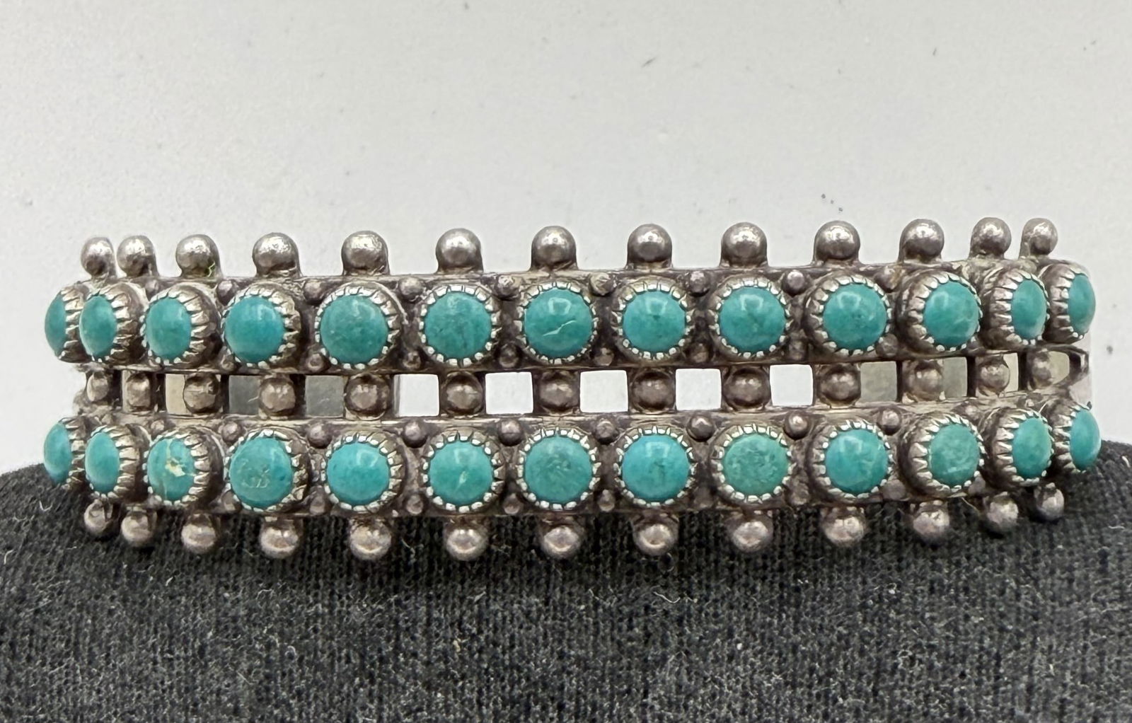 2 ROW SNAKE EYE TURQUOISE BRACELET STERLING SILVER (1 of 6)