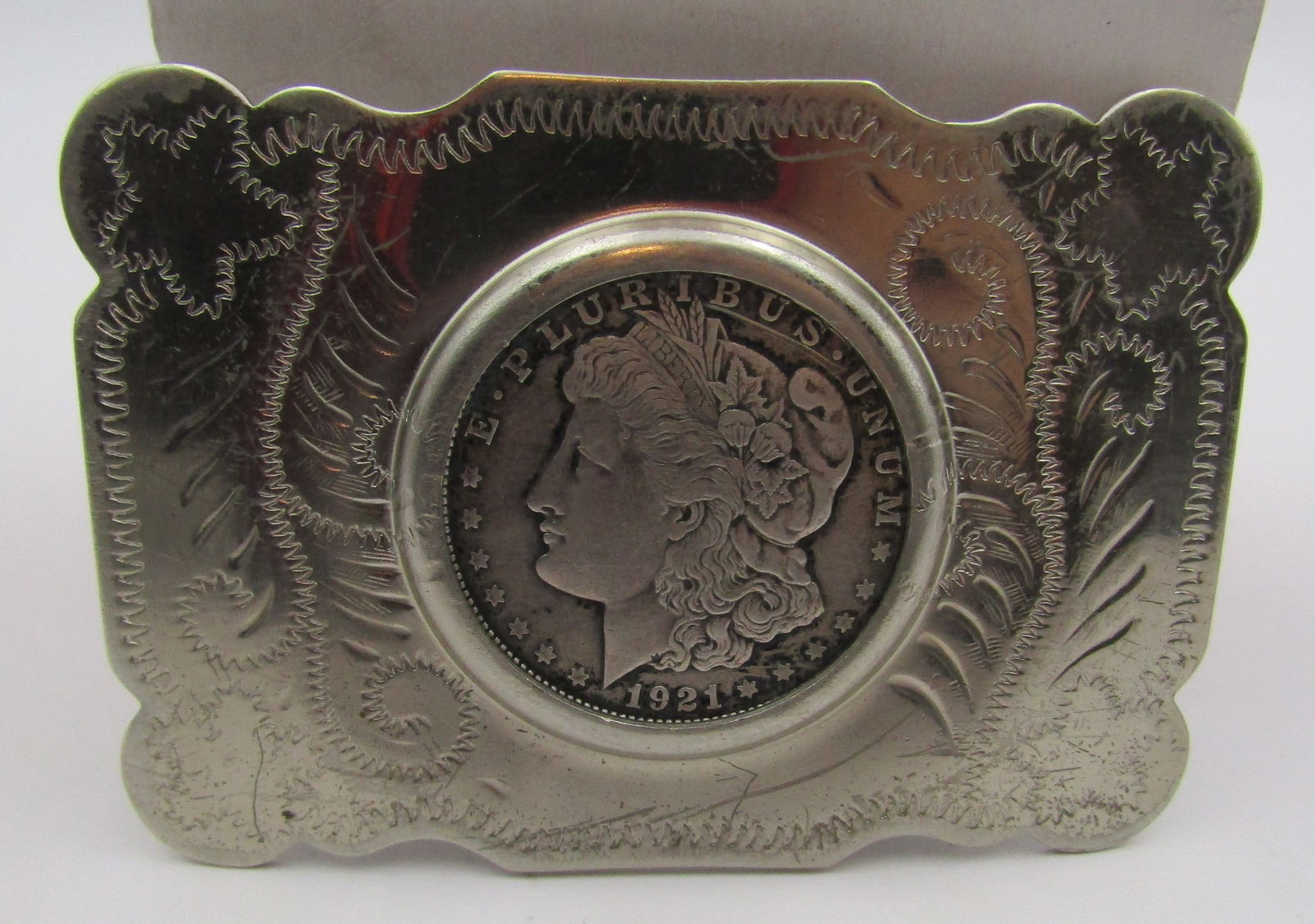 1921 US SILVER DOLLAR COIN BELT BUCKLE (1 of 3)