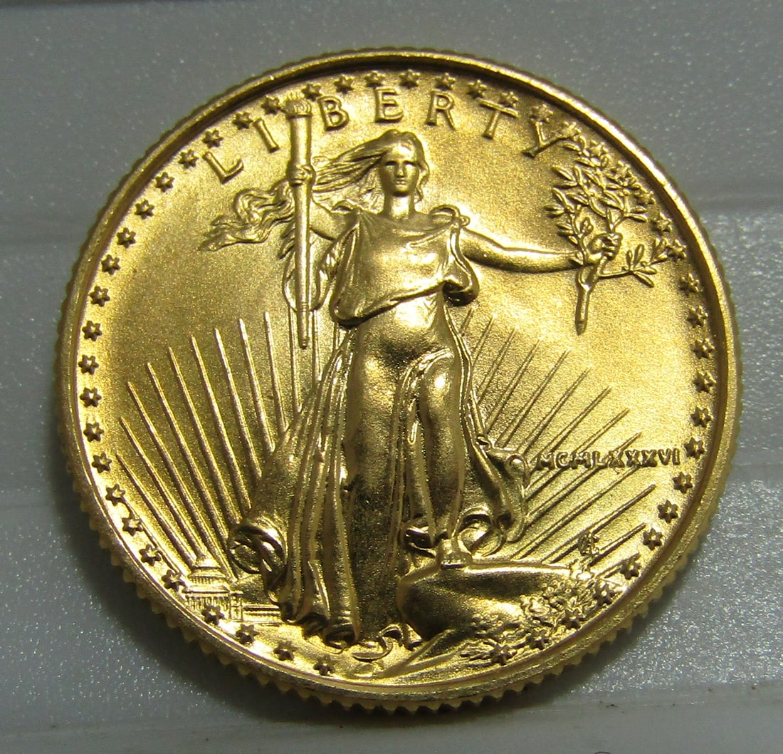 1986 RARE FIRST YEAR $5 GOLD EAGLE COIN (1 of 2)