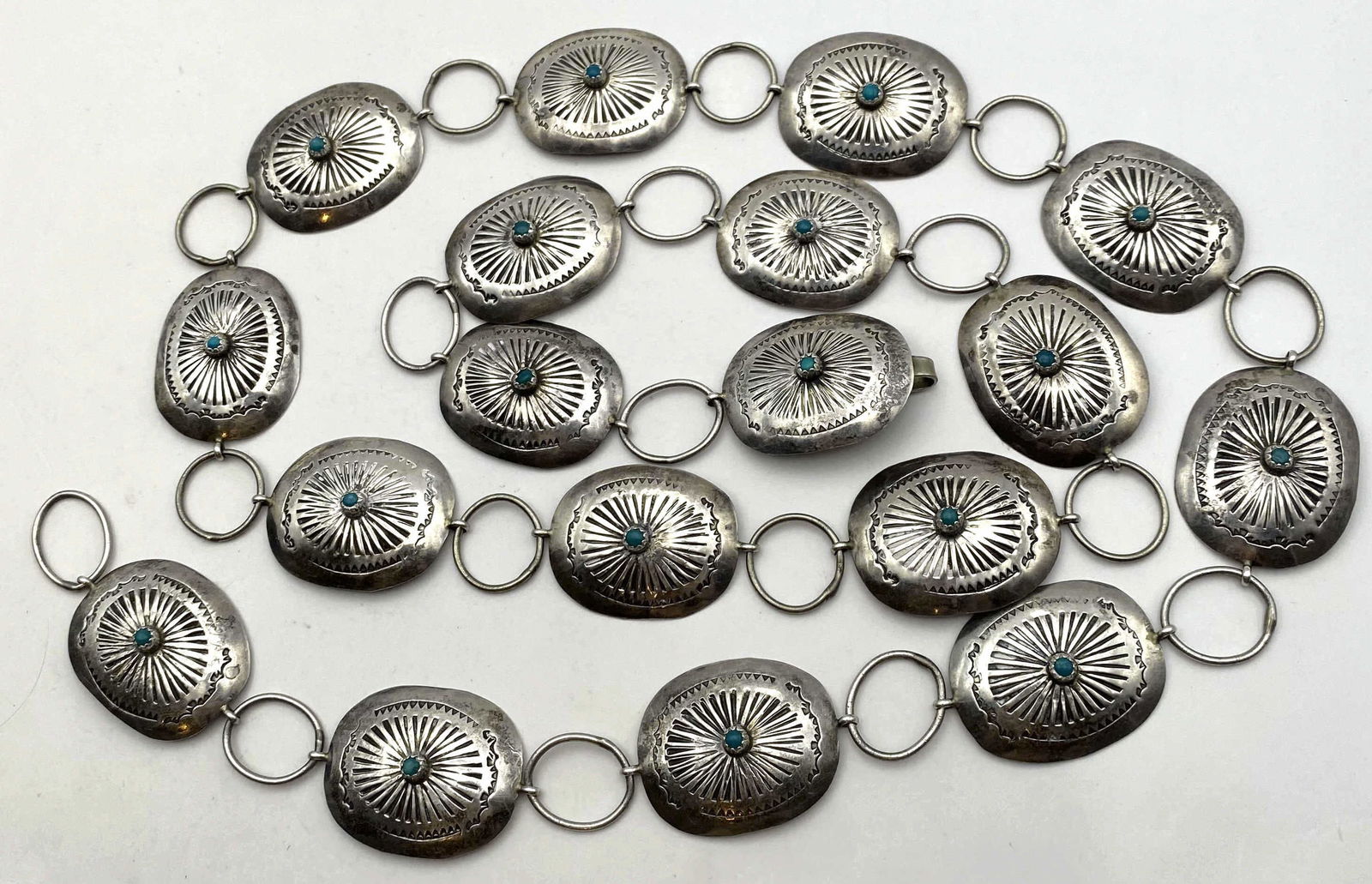 NATIVE AMERICAN STERLING TURQUOISE CONCHO BELT (1 of 4)