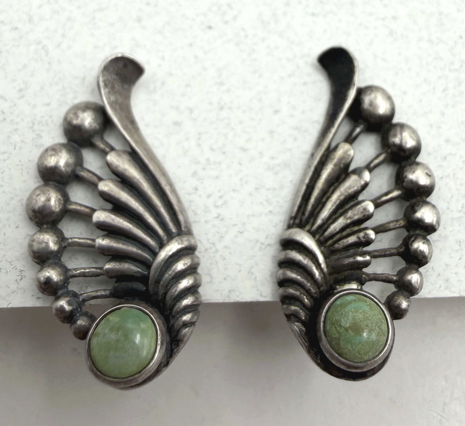 OLD NATIVE AMERICAN STERLING TURQUOISE EARRINGS (1 of 3)