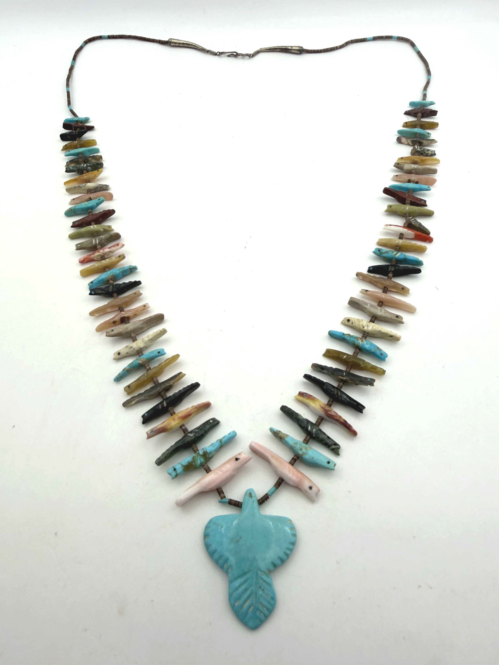 33" STERLING TURQUOISE BIRD FETISH NECKLACE (1 of 2)