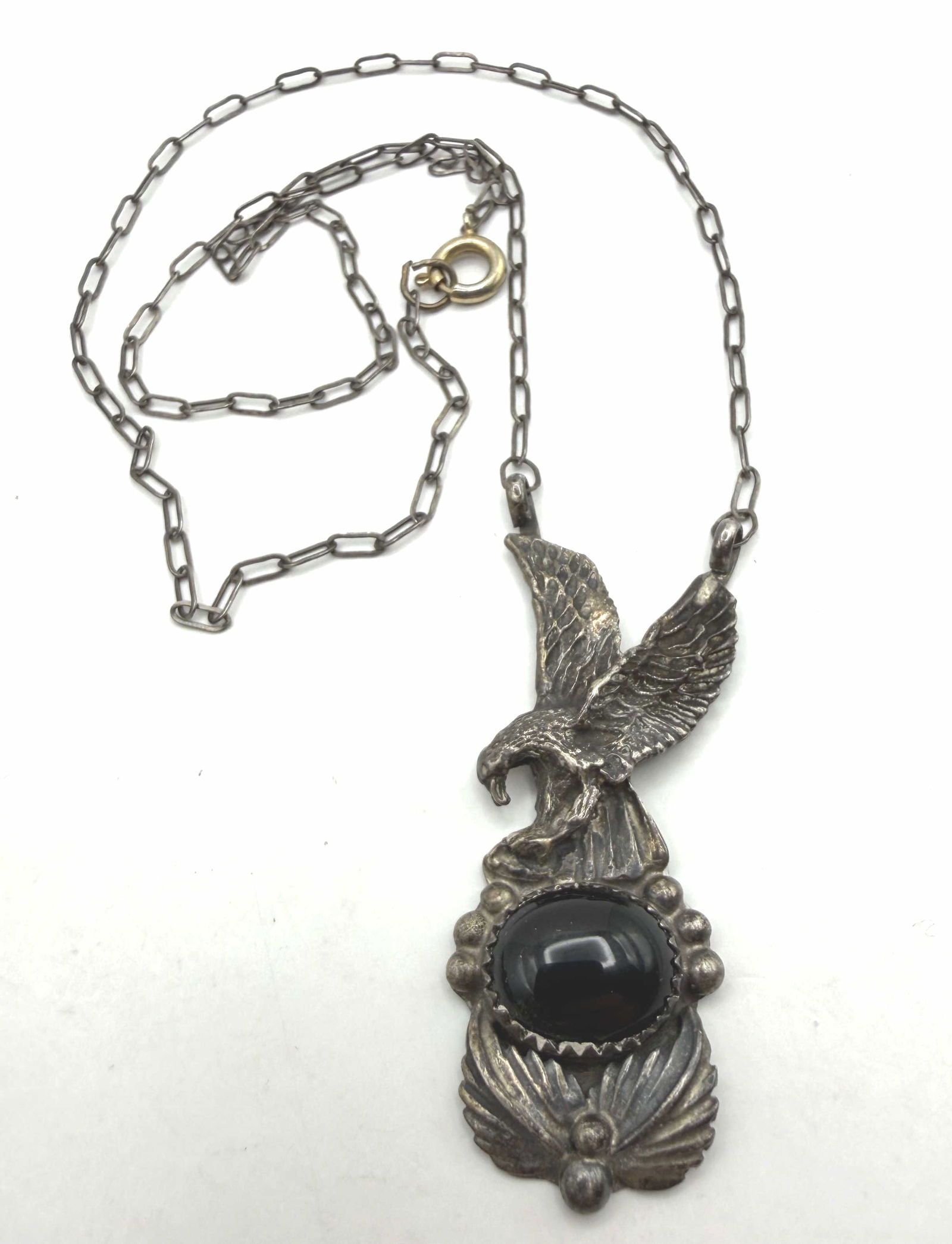 STERLING ONYX 2" EAGLE NECKLACE (1 of 3)