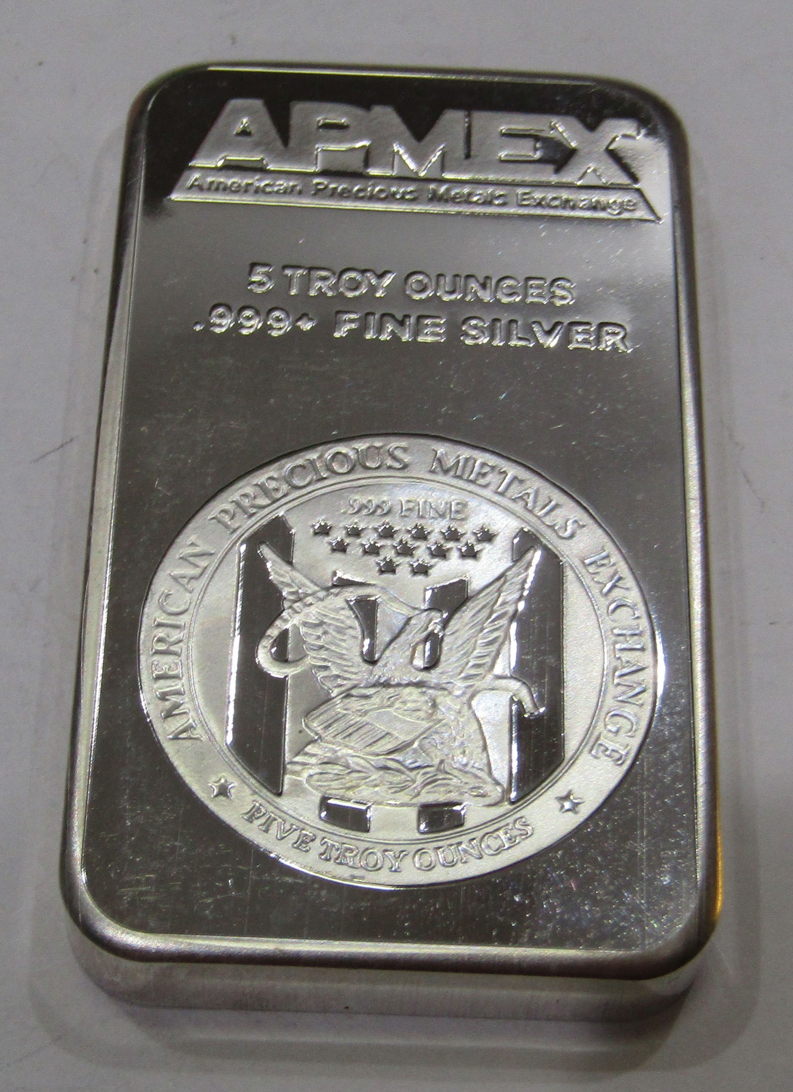 5 TROY OZ 999 FINE SILVER BAR APMEX (1 of 2)