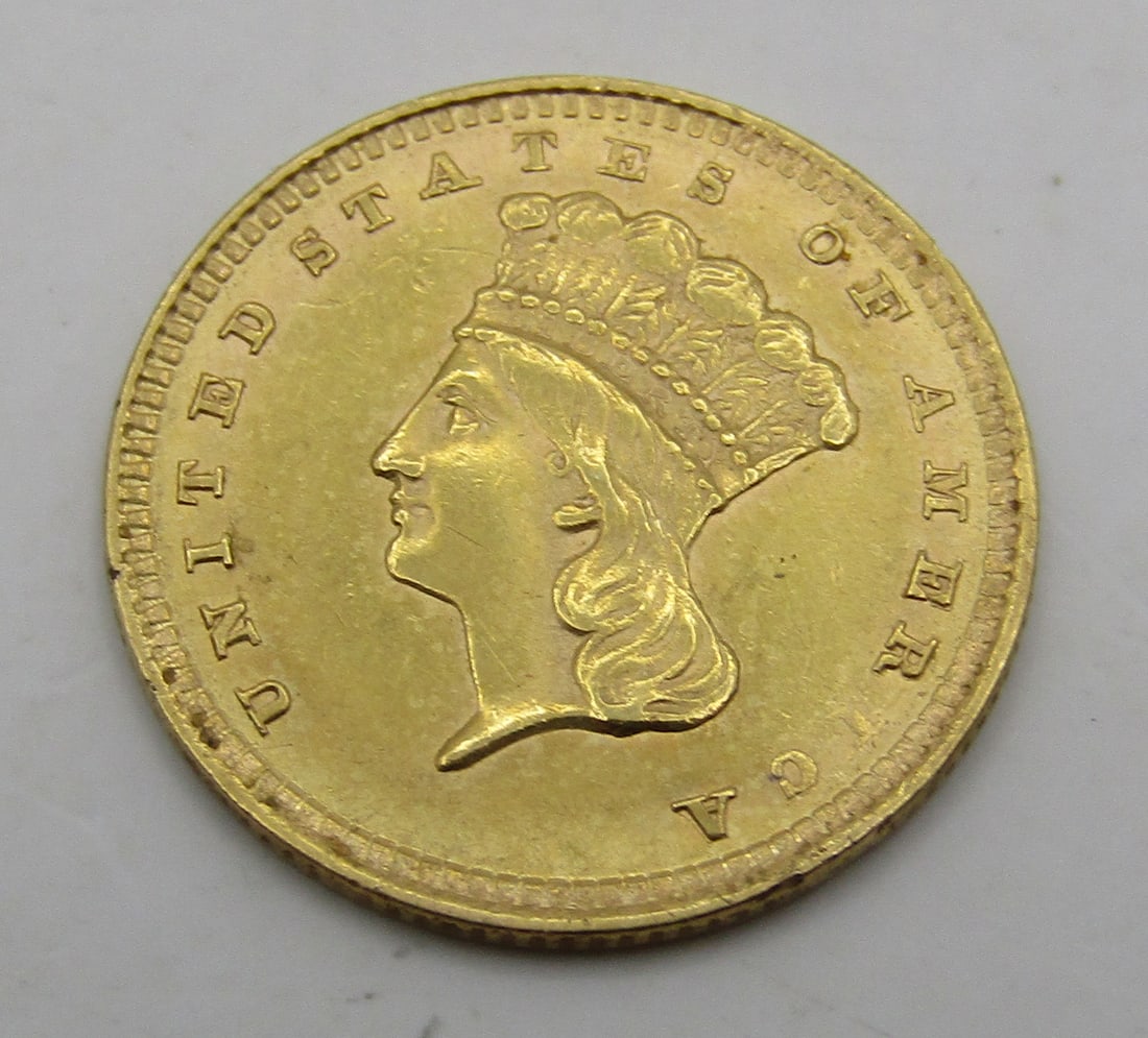 1857 US 1 DOLLAR GOLD COIN (1 of 2)