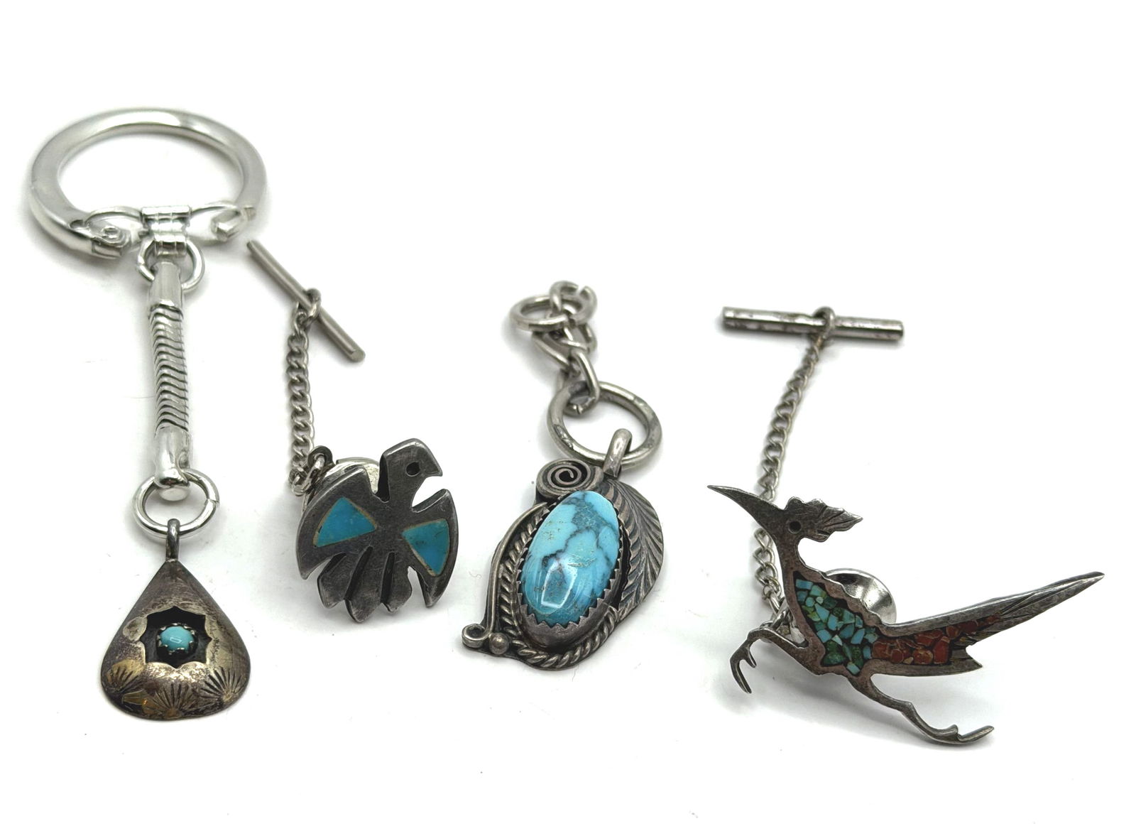 4 STERLING TURQUOISE NATIVE AMERICAN PIN LOT (1 of 4)