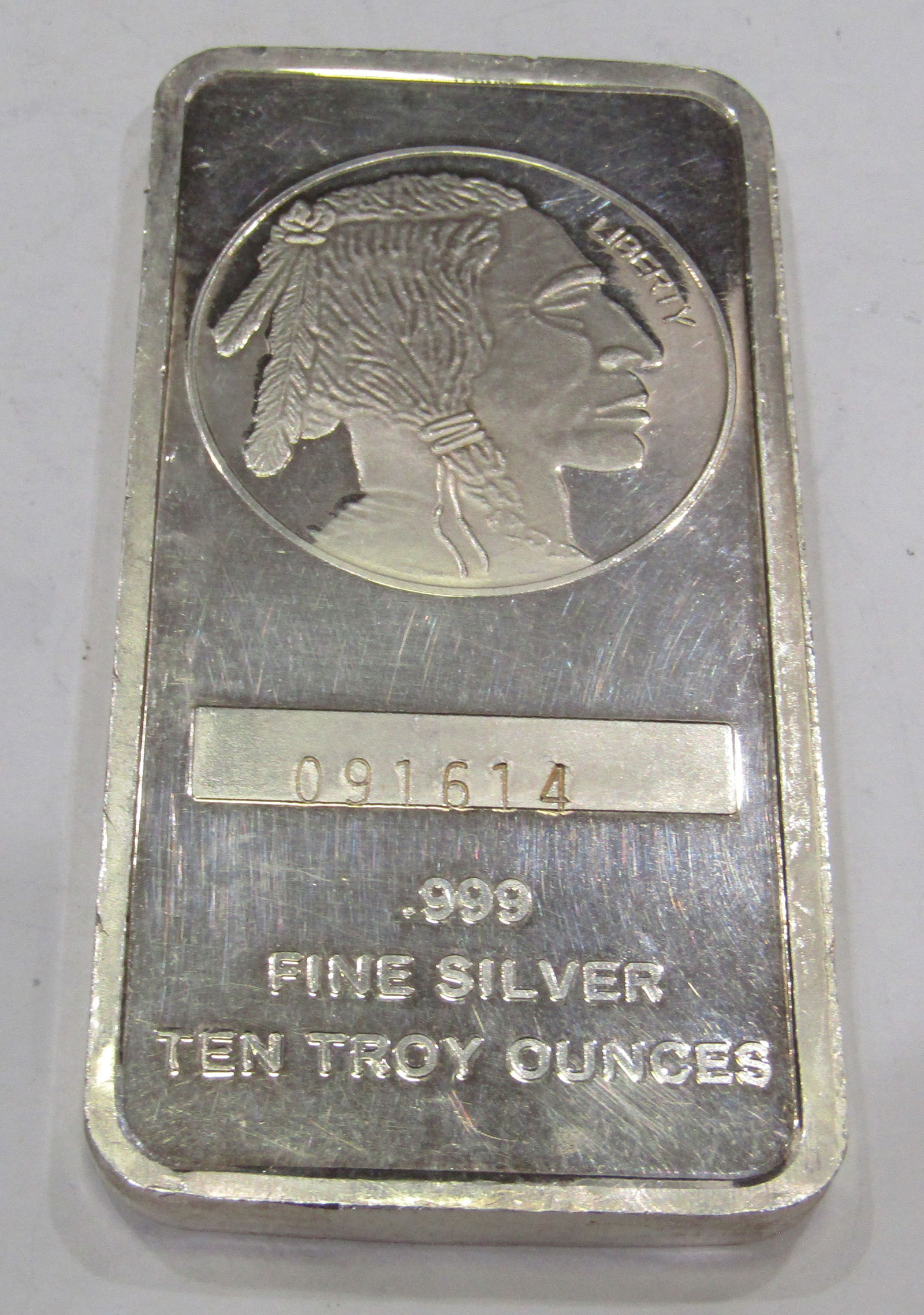 10 OZ 999 FINE SILVER BAR BUFFALO INDIAN (1 of 2)