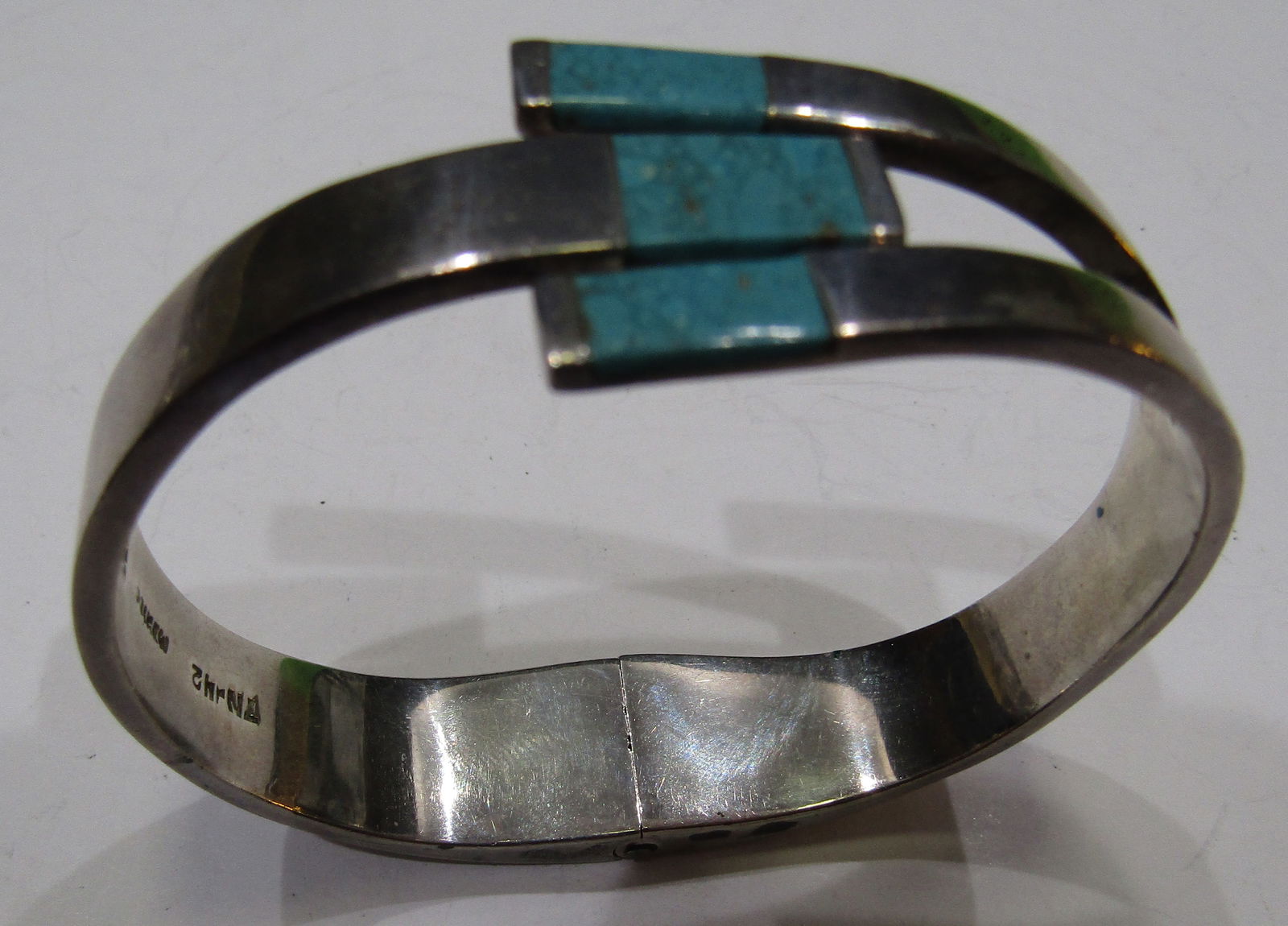 TN-42 TAXCO MEXICO TURQUOISE BRACELET STERLING 50G (1 of 3)