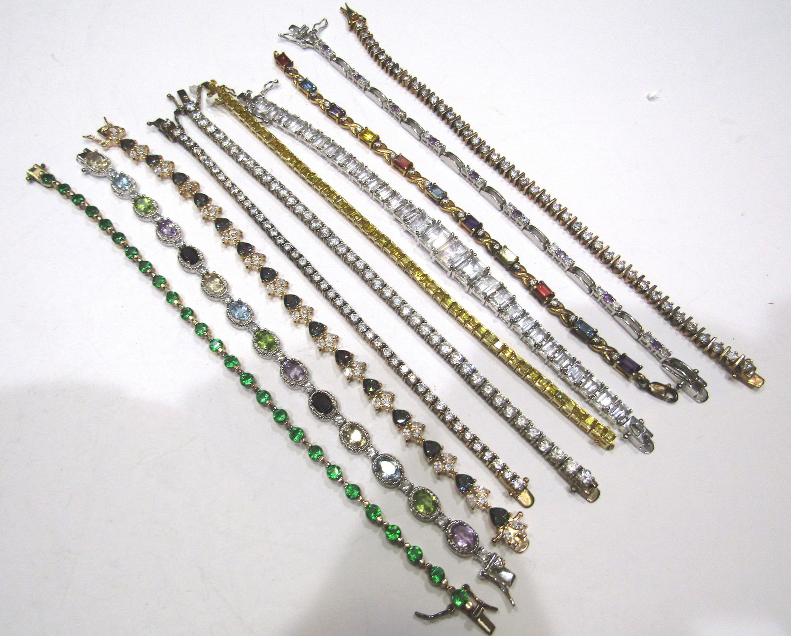 10 TENNIS BRACELETS ALL STERLING SILVER 139 GRAMS (1 of 2)