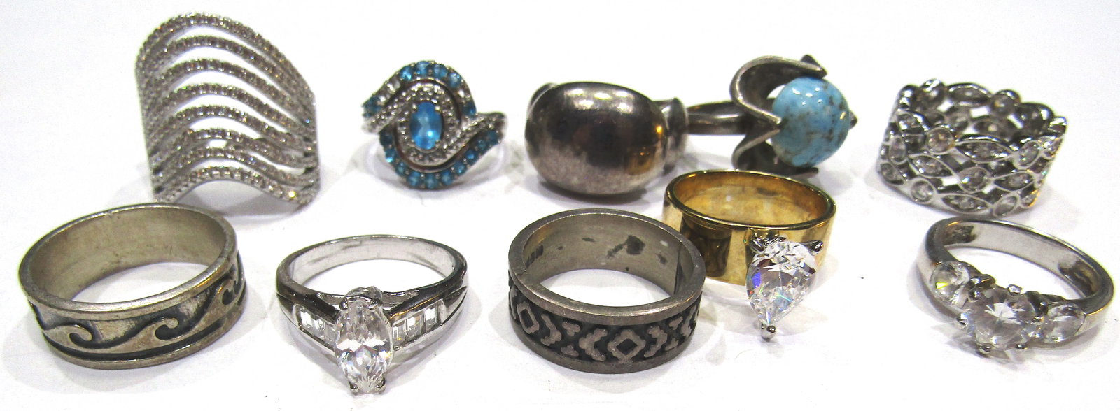 10 RINGS ALL STERLING SIZE 7 COLLECTION LOT 63GRAM (1 of 2)